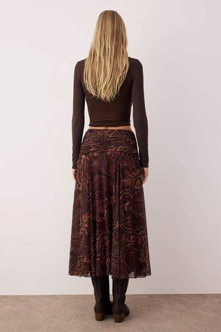 Jupe midi - Beige et marron