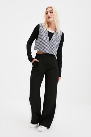 Pantalon wide legs taille haute - Noir