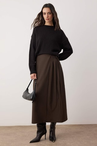 Jupe longue taille haute - Marron