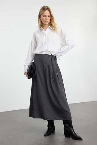 Jupe longue taille haute - Gris