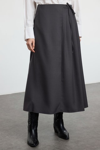 Jupe longue taille haute - Gris