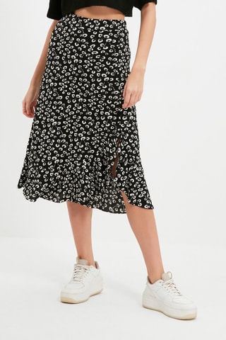 Jupe midi taille haute - Noir