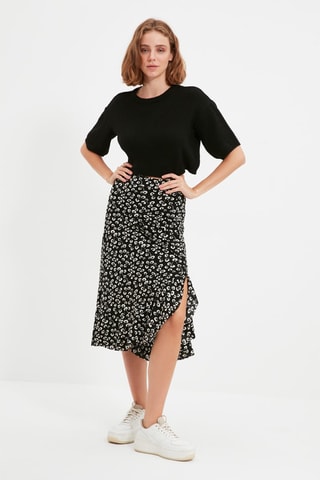 Jupe midi taille haute - Noir