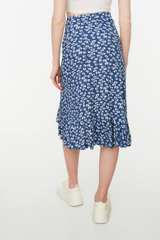 Jupe midi taille haute - Blanc et bleu