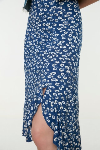 Jupe midi taille haute - Blanc et bleu