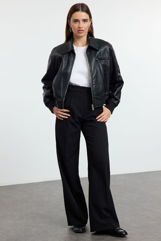Pantalon wide legs taille haute - Noir