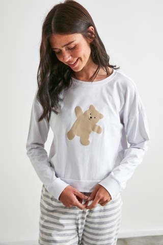 Pyjama - Blanc, beige et gris