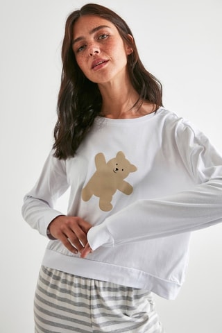 Pyjama - Blanc, beige et gris