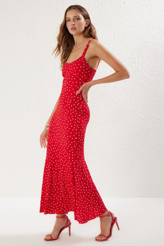 Robe longue - Blanc et rouge
