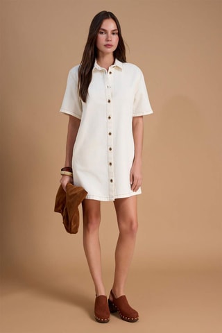Robe chemise en jean - Écru