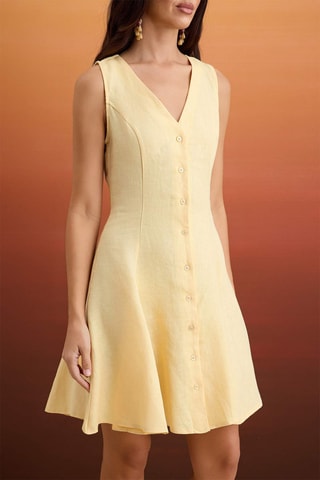 Robe chemise en lin - Jaune clair