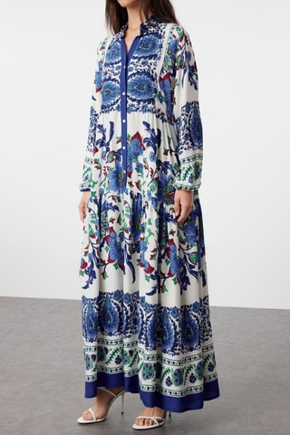 Robe longue - Blanc et bleu