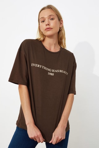 T-shirt oversize relaxed - Marron