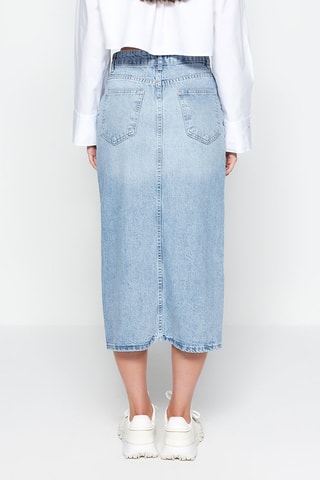 Jupe droite en jean taille haute - Bleu