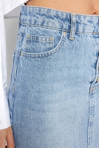 Jupe droite en jean taille haute - Bleu