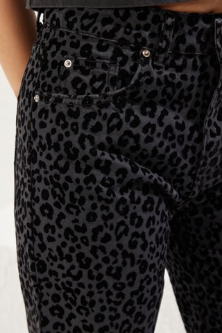 Jean wide legs taille haute - Gris et noir