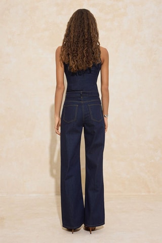 Jean wide legs taille haute - Bleu