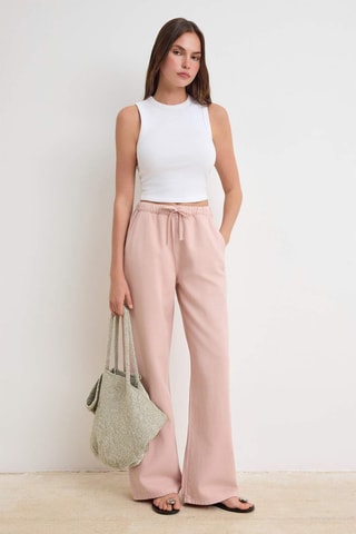 Jean large taille haute - Rose