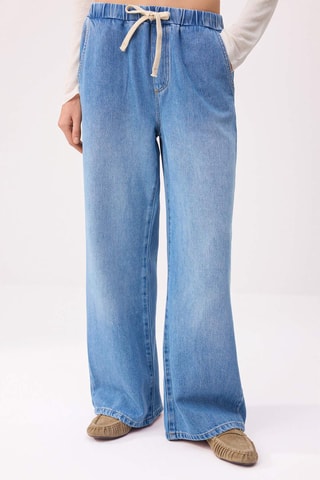 Jean wide legs taille haute - Bleu