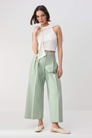 Pantalon wide legs - Vert