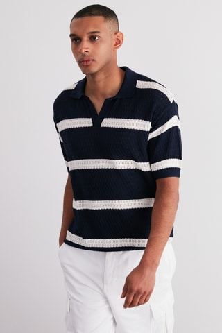 Polo regular - Blanc et bleu