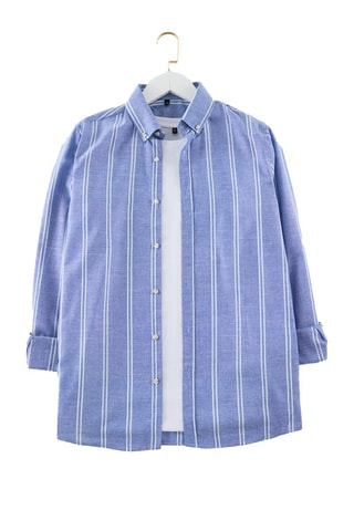 Chemise slim - Blanc et bleu