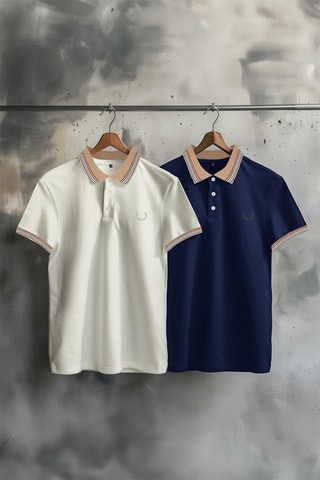 2 polos slim - Blanc et bleu