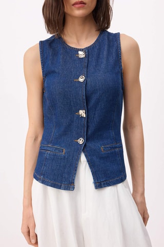 Veste sans manches en jean - Bleu