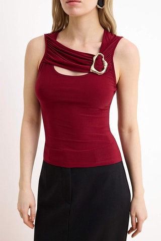 Top drapé - Rouge
