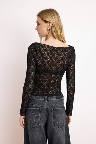 Top en dentelle - Noir