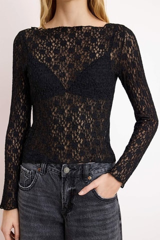 Top en dentelle - Noir