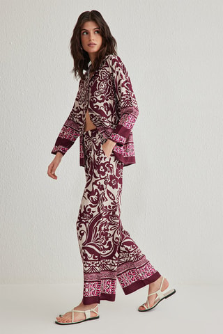 Chemisier et pantalon - Blanc, rouge et rose