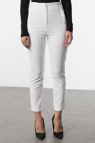 Pantalon slim 7/8 taille haute - Blanc