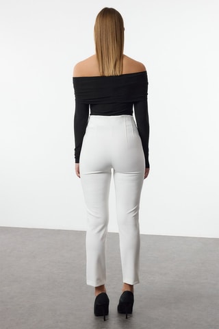 Pantalon slim 7/8 taille haute - Blanc