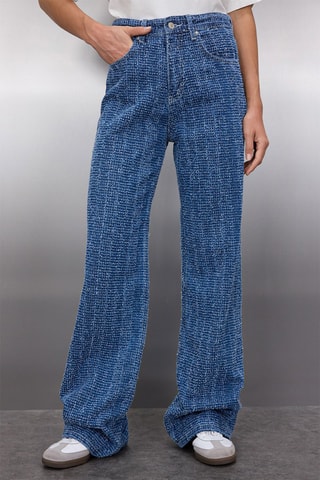 Jean wide legs taille haute - Bleu
