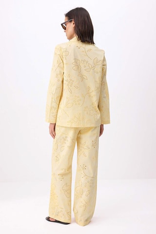 Veste et pantalon en broderie anglaise - Jaune