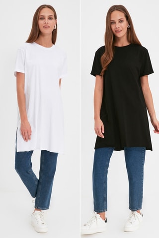 2 T-shirts oversize - Blanc et noir