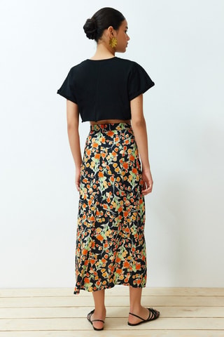 Jupe longue taille haute - Noir et vert