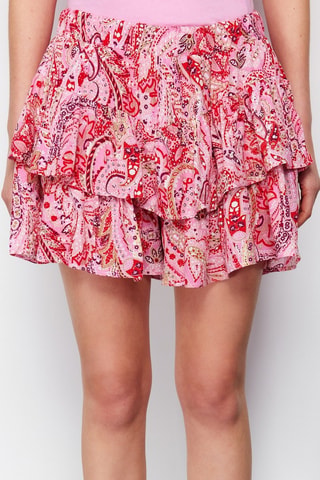 Short volanté taille haute - Rouge et rose