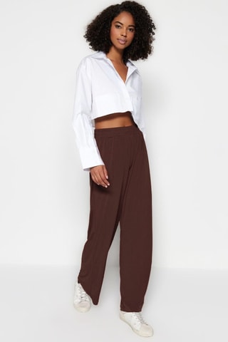 Pantalon wide legs - Marron