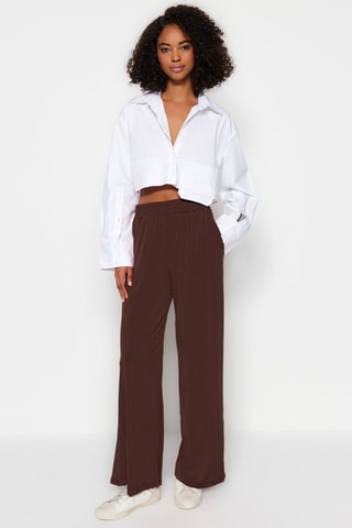 Pantalon wide legs - Marron