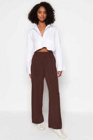 Pantalon wide legs - Marron