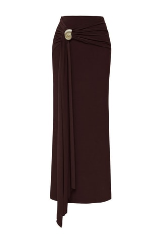 Jupe drapée taille haute - Marron