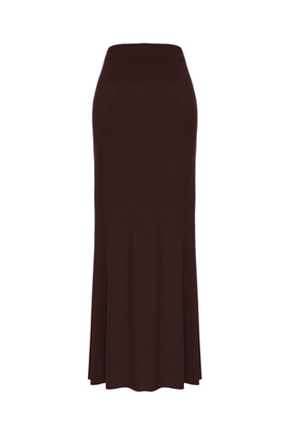 Jupe drapée taille haute - Marron