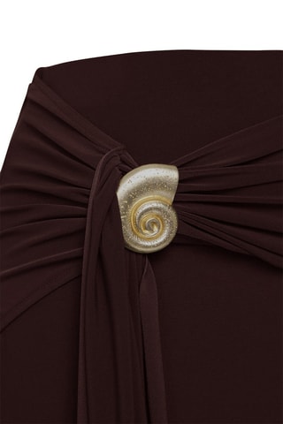 Jupe drapée taille haute - Marron