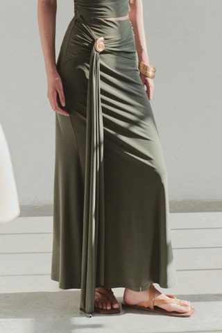 Jupe drapée taille haute - Vert
