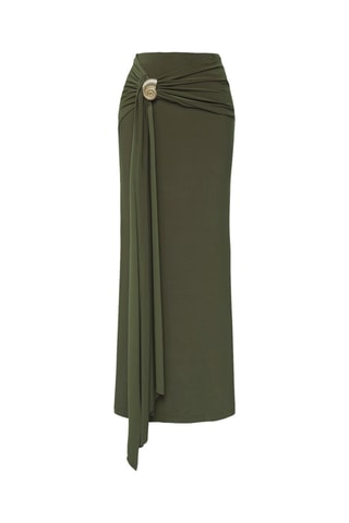 Jupe drapée taille haute - Vert