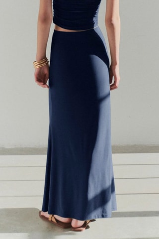 Jupe drapée taille haute - Bleu