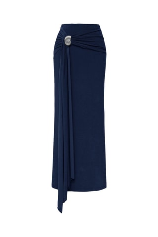 Jupe drapée taille haute - Bleu