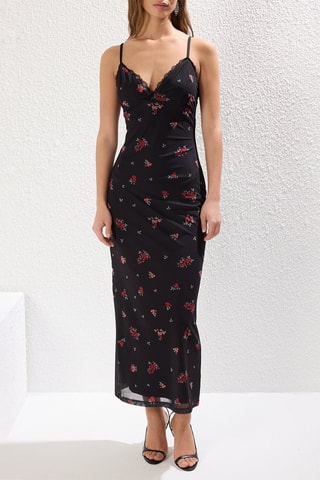 Robe longue - Noir et rouge